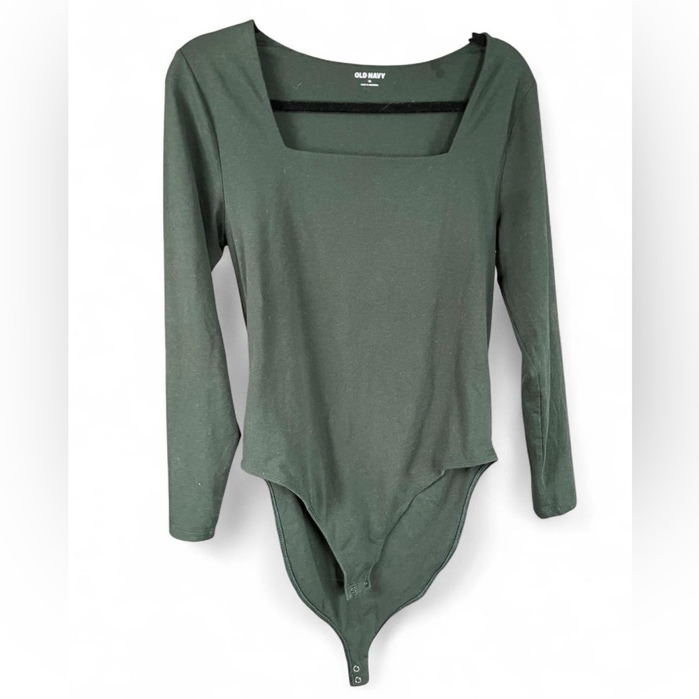 Old Navy Forest Green Square Neck Long Sleeve Bodysuit Size XL
